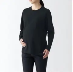 無印 授乳服 長袖 Tシャツ カットソー マタニティM〜L 黒