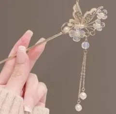 着物 髪飾り かんざし ゴールド簪 蝶々梅 花 パール 上品 フォーマル簪 新品