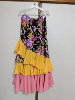 IBERIA フラメンコスカート 変形4段 フリル付き 送料無料