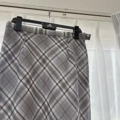 ブルー＆グレー チェック柄 ロングスカートのサムネイル