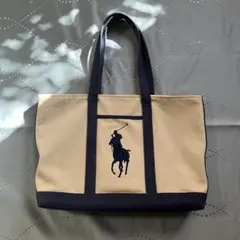 古着 ラルフローレン ビッグポニー 刺繍 キャンバストートバッグ ヴィンテージ