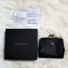極美品　MARY QUANT ブラックレザーがま口財布 マリークワント MARY QUANT がま口 二つ折り財布 レザー 黒 ブラック