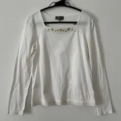 field/dream ビジュー付き長袖Tシャツ Mサイズ　ホワイト