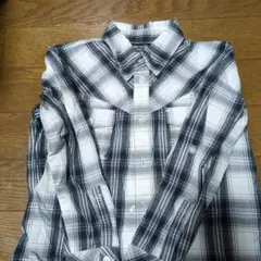 COMME CA ISM チェック柄長袖シャツ白黒