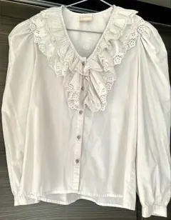 ヴィンテージ 　レトロ　襟 ブラウス　長袖 薔薇ボタン