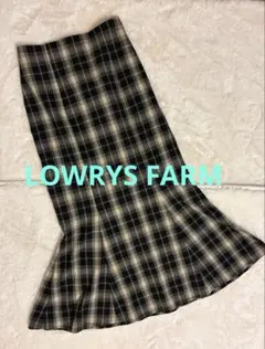 美品LOWRYS FARM チェック柄 マーメイドスカート ブラック×ベージュのサムネイル