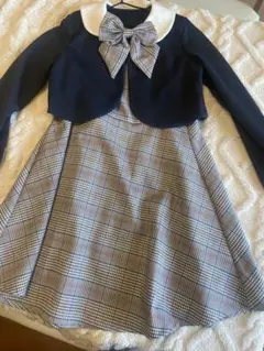 キャサリンコテージ　チェック柄フレアドレス ネイビー　130cm