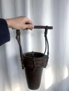 陶器　花瓶　ウッド　持ち手付きのサムネイル