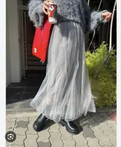 Kastane チュールスカート 2way 3way グレー フリーサイズ