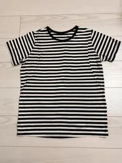 マタニティ Tシャツ M オフホワイト×ブラック　半袖 トップス 授乳対応