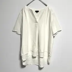 TALBOTS タルボット　半袖 Vネック ブラウス　アイボリー　Lのサムネイル