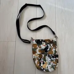 犬柄 コットンショルダーバッグ