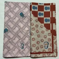 ドラえもん・ハンカチ２枚セット（どこでもドア・和柄 隠れウマタケ・薄ピンク