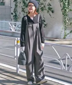 美品✨24AW スピックアンドスパン ベア オールインワン ネイビー 38