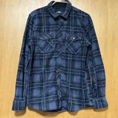 O'NEILLネイビー系チェック 長袖シャツ 【サイズM】フリーススナップボタン