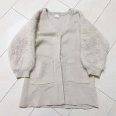 プティマイン　袖ファー　カーディガン