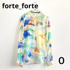forte_forte コットンシルク　シャツブラウス　バンドカラー　総柄　長袖のサムネイル