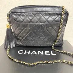 シャネル CHANEL マトラッセ ショルダーバッグ　フリンジ　ココマーク 黒