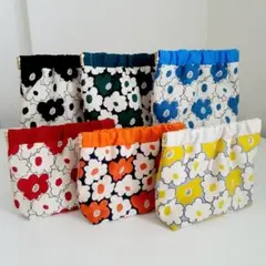 北欧　花柄　バネポーチ　6点セット　ハンドメイド　ポーチ　バネ口10㎝