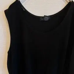 美品✨タンクトップ ラウンドネック ノースリーブ 無地 L 黒 トップス 古着