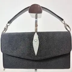 スティングレイ エイ革 スターマーク 長財布 2WAY ハンドバッグ 黒 