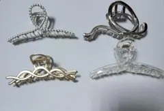 ヘアクリップバンスクリップ　四つまとめ売り　シルバー系その他