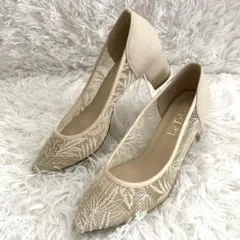 【未使用級】Le Talon ルタロン花柄レースパンプス 22.5cmのサムネイル