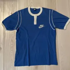 80s NIKE ナイキ ロゴ Tシャツ 紺タグ　チョコチン　リンガーTシャツ