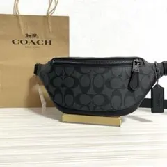 早い者勝ち！訳あり新品 COACH ボディバッグ シグネチャー柄 ブラック