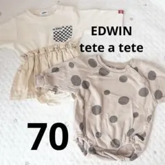 ベビー服 70 女の子 まとめ売り テータテート EDWIN ロンパース