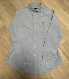 【ラルフローレン】美品・ボタンダウン長袖シャツ M カスタムフィット ブルー