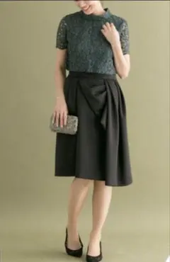 【kaene カエン】レースワンピース 緑、黒