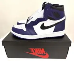 【新品・未使用】ナイキ　エアジョーダン1 レトロ ハイ コートパープルホワイト