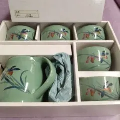 ☆644 急須と湯呑5個セット 花柄 陶器製