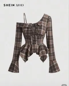 SHEIN トップス チェック アシンメトリー