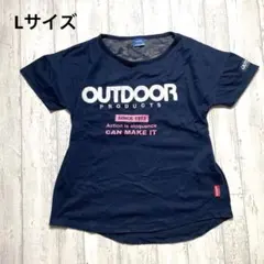 OUTDOOR PRODUCTS 半袖Tシャツ L ネイビー ロゴ入り プリント
