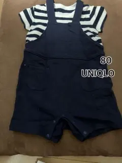 80サイズ UNIQLO ストライプロンパース