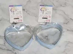 推し活ポーチ　ハート　青　2個セット　ブルー　カニカン付