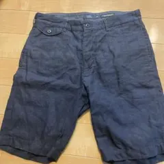 リネン メンズネイビー ショートパンツMサイズのサムネイル