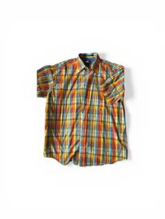 TOMMY HILFIGER 半袖チェックシャツ L