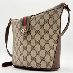 極美品✨グッチ　 ショルダーバッグ GG柄 シェリーライン レザー PVC 　茶