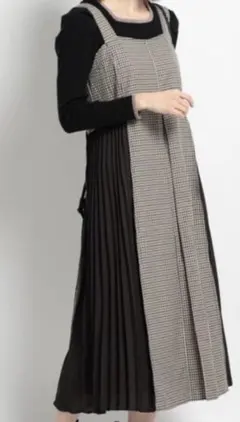 グローブ　チェック柄　スリーブ付きワンピース