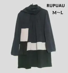 RUPUAU ネイビー グレー ス ブラック マフラー付き チュニック