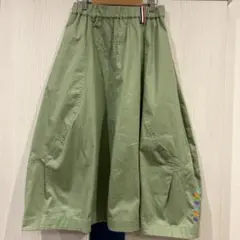 パーソンズ　スカート　フレアスカート　カーキ　刺繍入り　S レディース