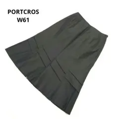PORTCROS ポートクロス ひざ丈 スカート 無地 シンプル 黒 ブラック