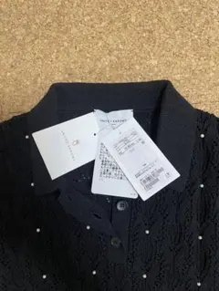 【新品未使用タグ付き】パール付き黒レースポロニットUNITED ARROWS