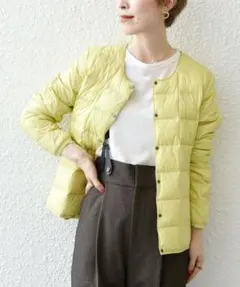 TAION＝体温　イエロー キルティング ダウンジャケット