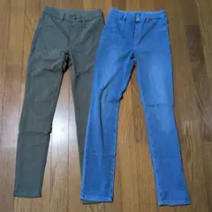 スキニーデニム 2色セット オリーブグリーン・ライトブルー UNIQLO