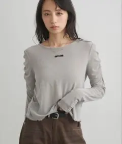KASTN 長袖 カットソー グレー kastane ニュアンスブルームトップス