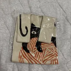 黒猫デザイン　ニットバッグ